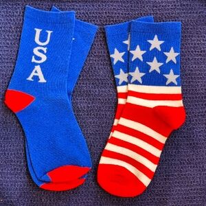 2 pairs of new USA Socks - Red, White & Blue.